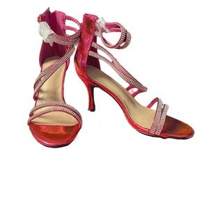 Allegra K NIB Women’s Pink High Heeled Rhinestone Sandals Sz. 7